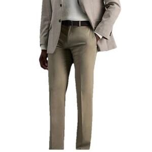 HAGGAR CLASSIC FIT ECLO STRIA 44 X 32 Flex Waistband Flat Front Straight Pant